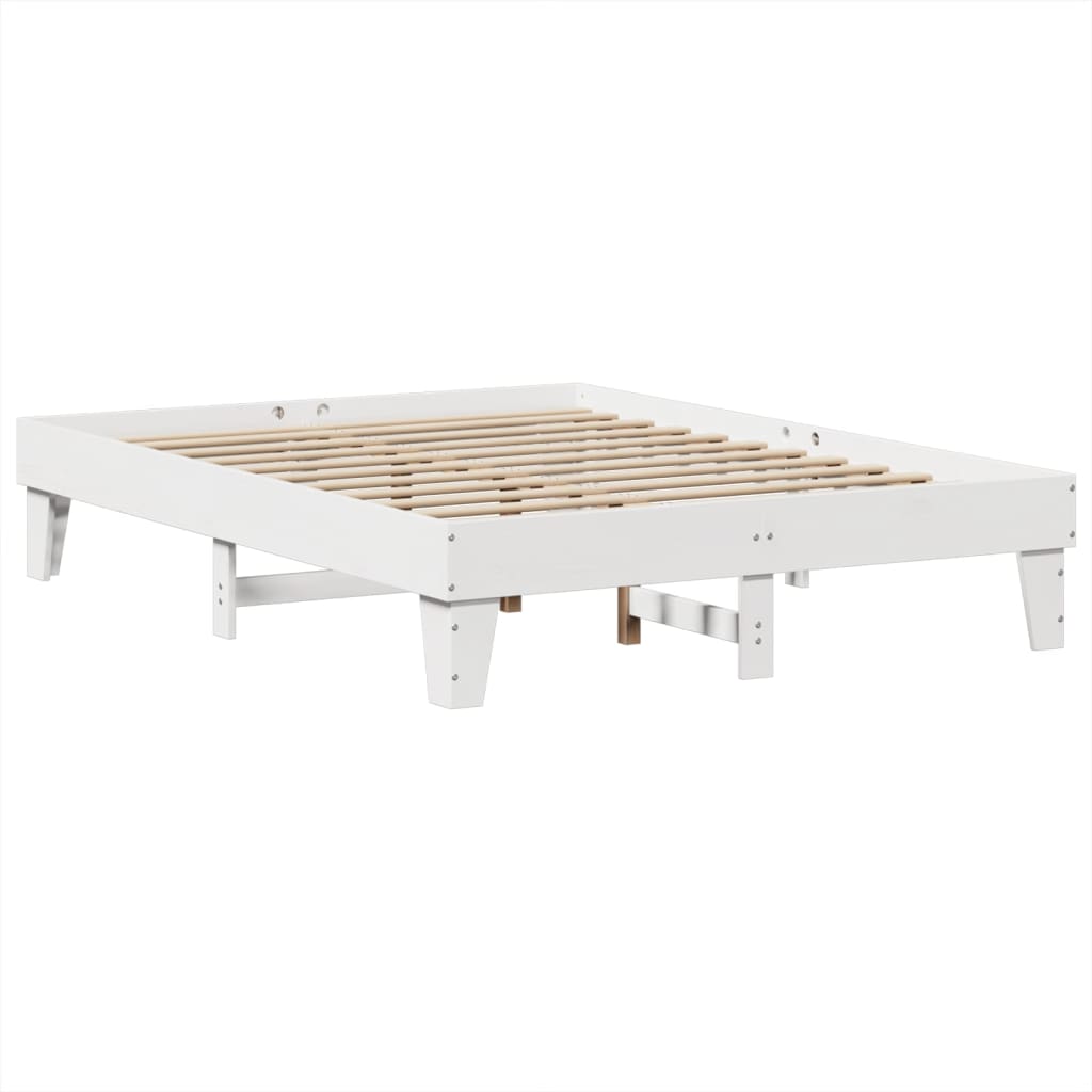 vidaXL Rama łóżka bez materaca, biała, 140x190 cm, lite drewno sosnowe