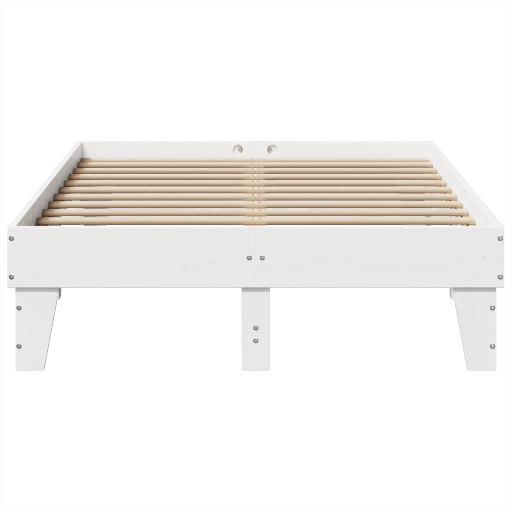 vidaXL Rama łóżka bez materaca, biała, 135x190 cm, lite drewno sosnowe