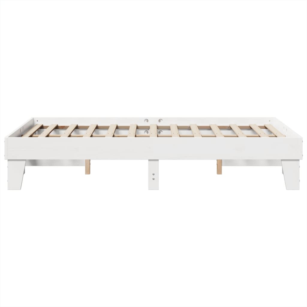 vidaXL Rama łóżka bez materaca, biała, 135x190 cm, lite drewno sosnowe