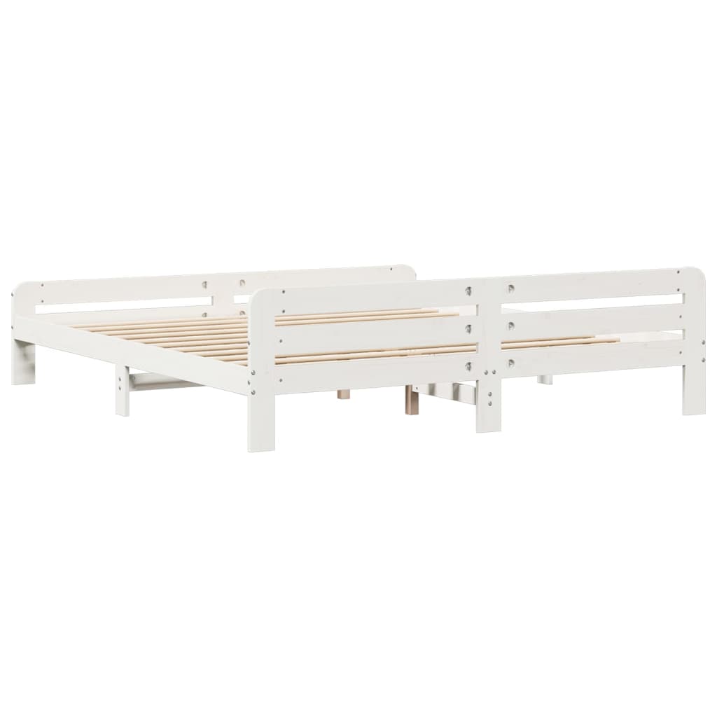 vidaXL Łóżko bez materaca, białe, 200x200 cm, lite drewno sosnowe