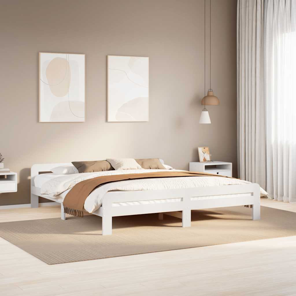 vidaXL Rama łóżka bez materaca, biała, 180x200 cm, lite drewno sosnowe