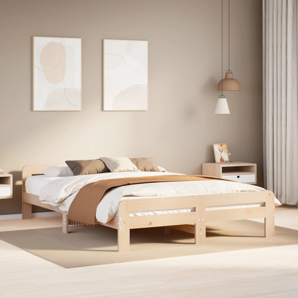 vidaXL Rama łóżka bez materaca, 150x200 cm, lite drewno sosnowe