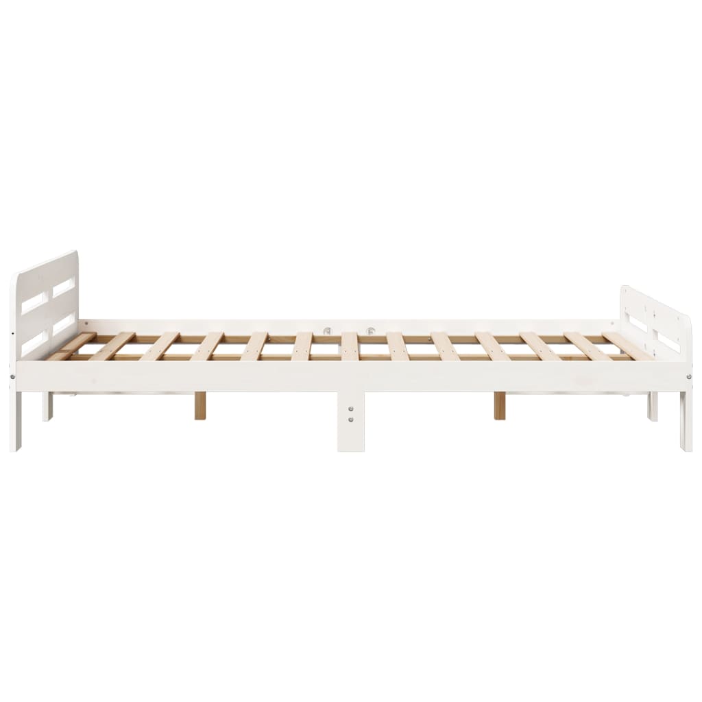 vidaXL Rama łóżka bez materaca, biała, 135x190 cm, lite drewno sosnowe
