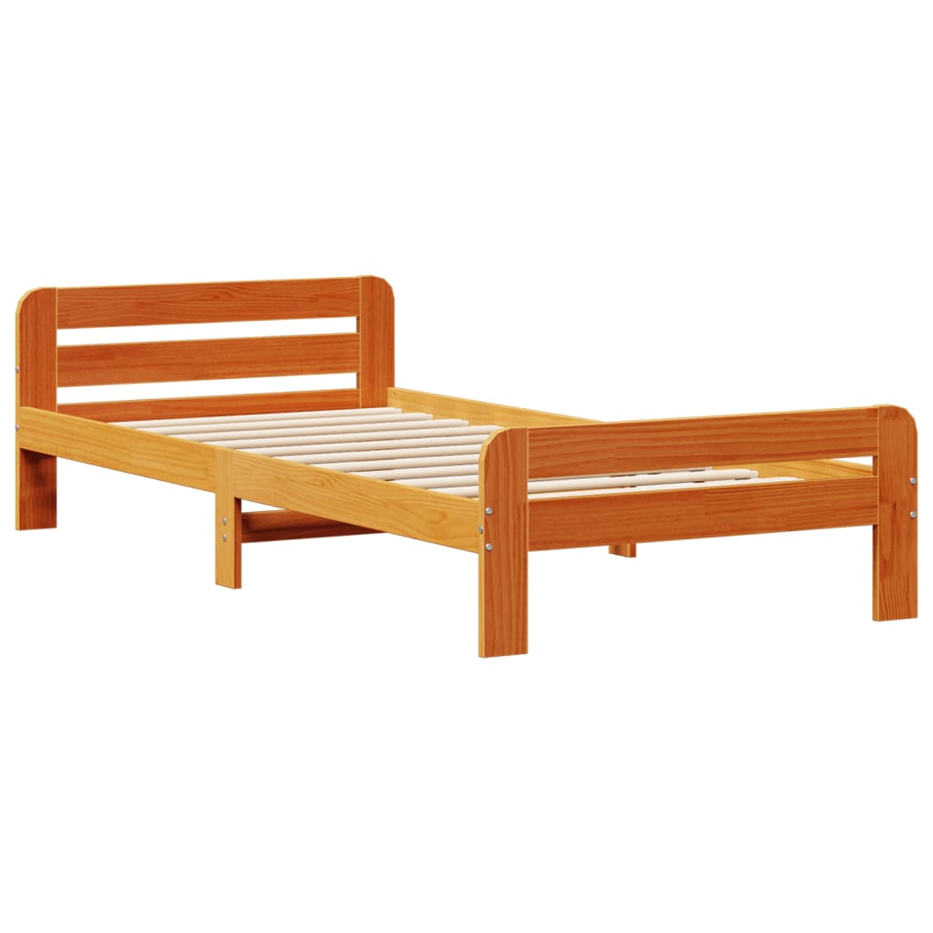 vidaXL Rama łóżka bez materaca, woskowy brąz, 75x190 cm, sosnowa