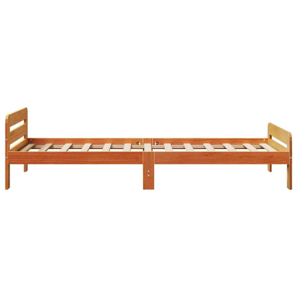 vidaXL Rama łóżka bez materaca, woskowy brąz, 75x190 cm, sosnowa