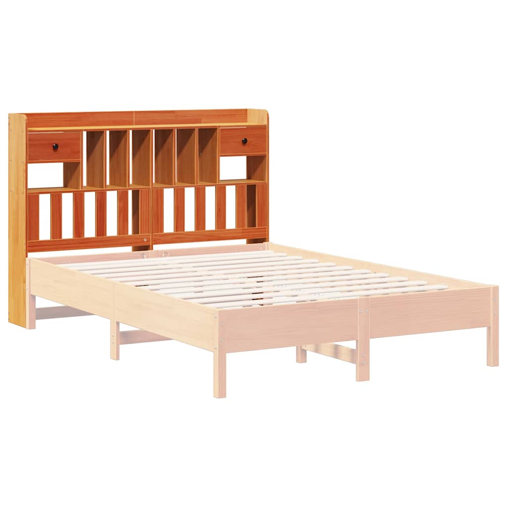 vidaXL Wezgłowie do łóżka, z półkami, woskowy brąz, 150 cm, sosnowe