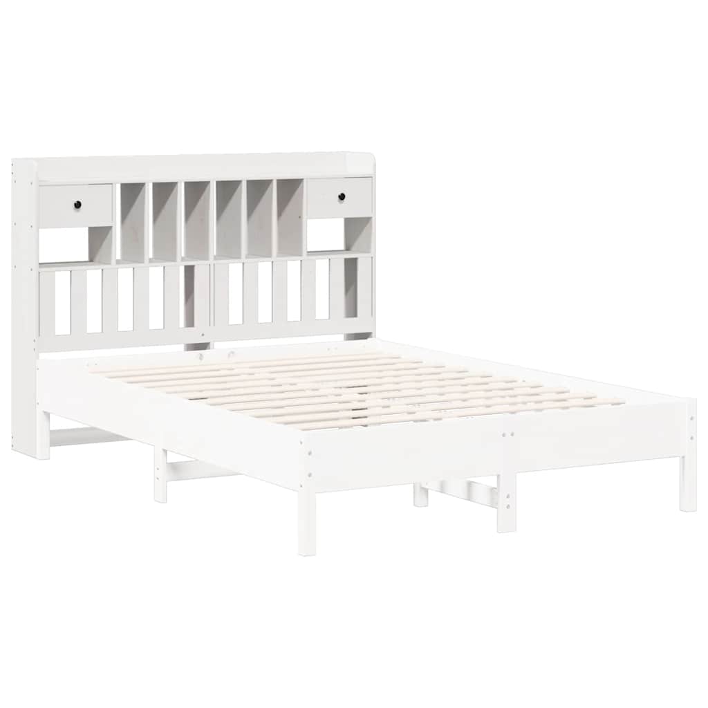vidaXL Wezgłowie do łóżka, z półkami, białe, 140 cm, drewno sosnowe