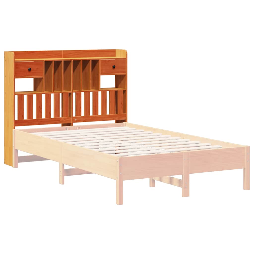 vidaXL Wezgłowie do łóżka, z półkami, woskowy brąz, 135 cm, sosnowe