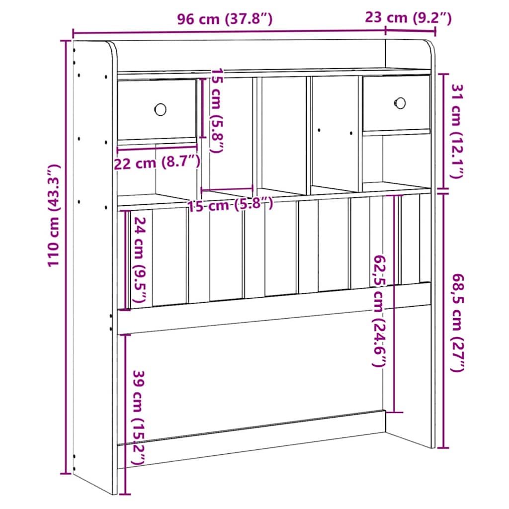 vidaXL Wezgłowie do łóżka, z półkami, białe, 90 cm, drewno sosnowe
