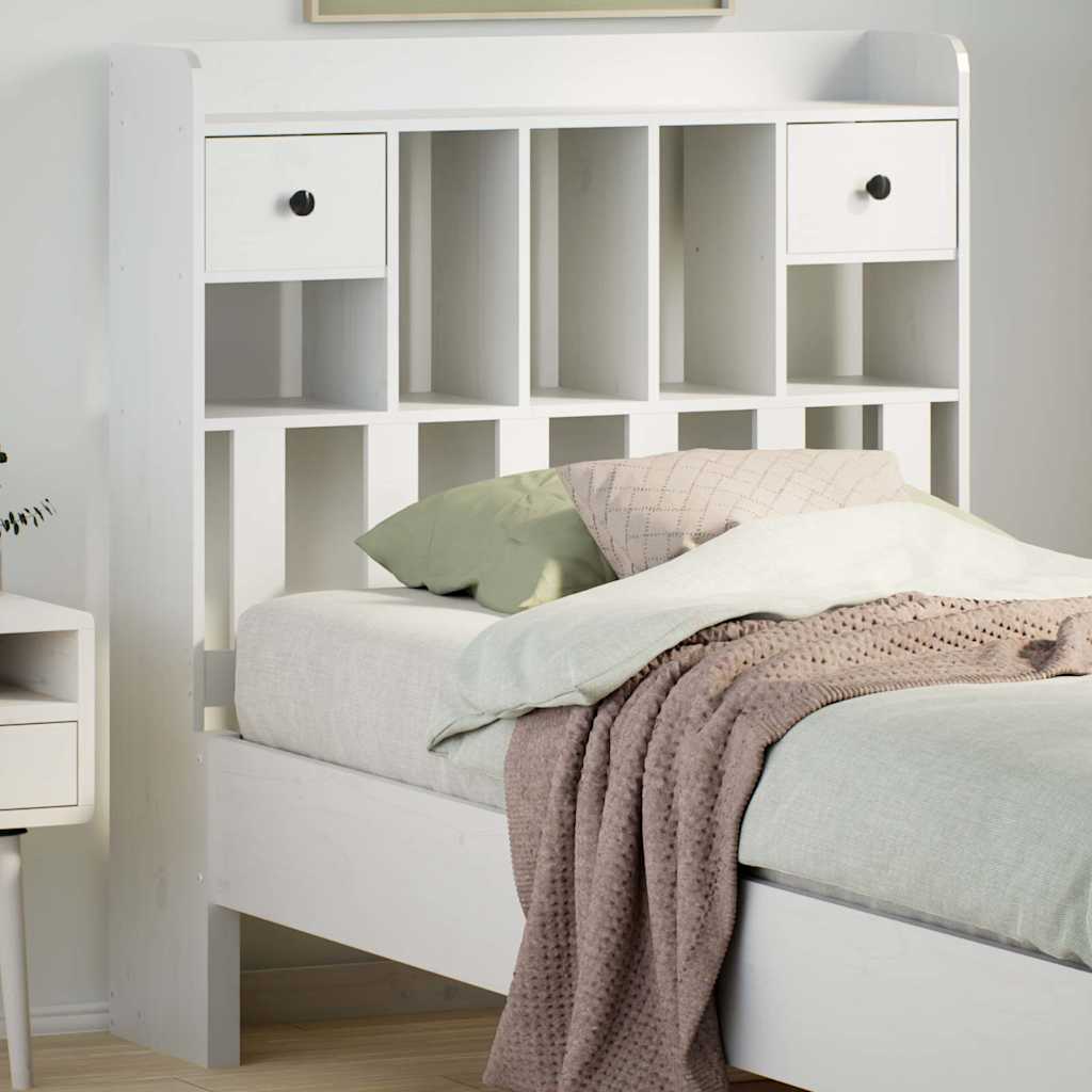 vidaXL Wezgłowie do łóżka, z półkami, białe, 90 cm, drewno sosnowe