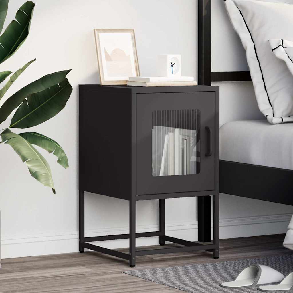 vidaXL Szafka nocna Czarna 36x39x60,5 cm Stal walcowana na zimno