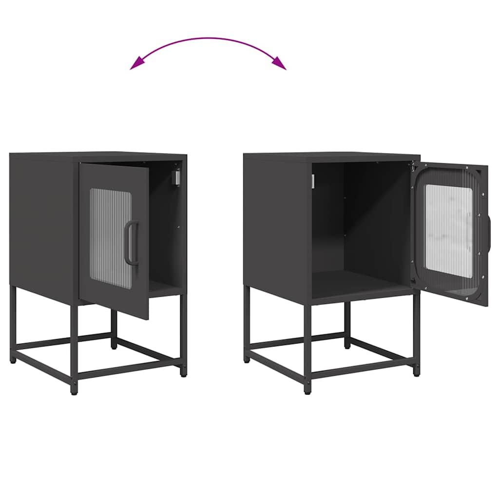 vidaXL Szafka nocna Czarna 36x39x60,5 cm Stal walcowana na zimno