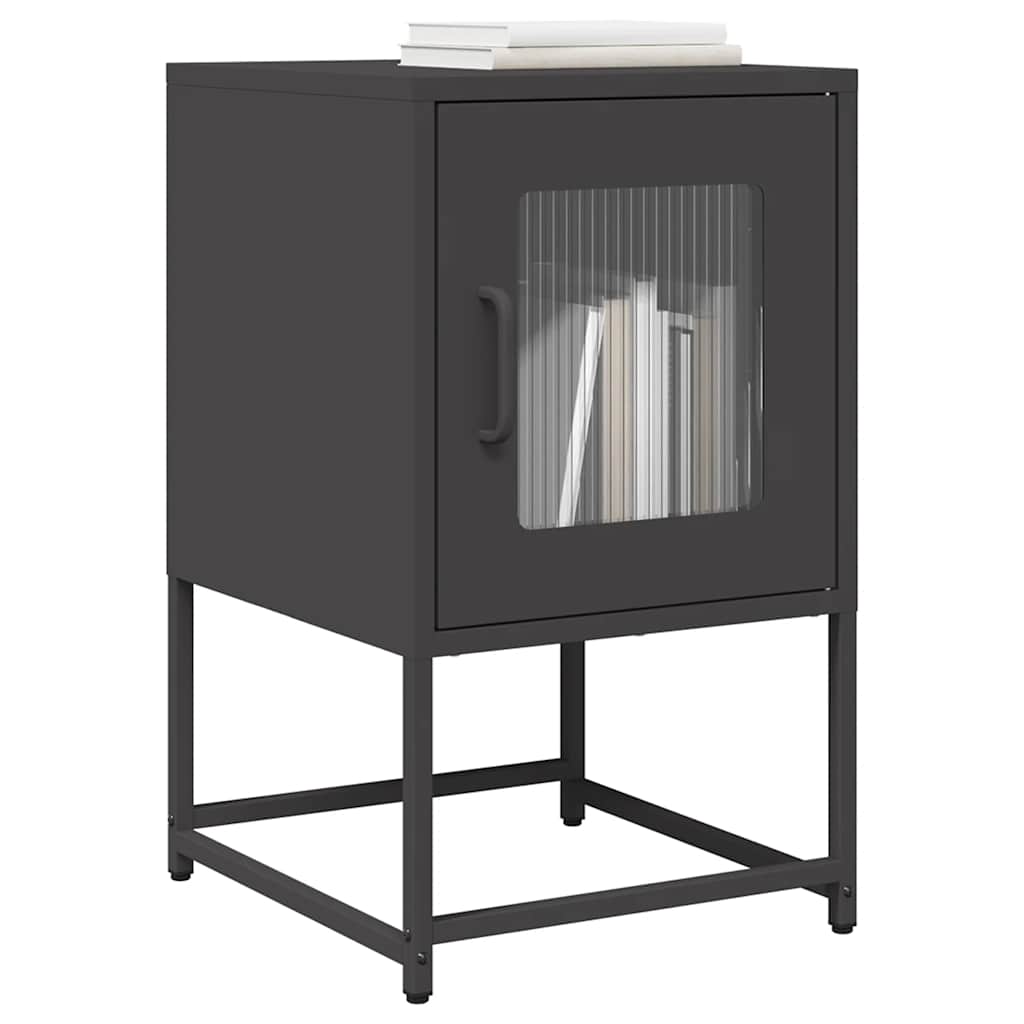 vidaXL Szafka nocna Czarna 36x39x60,5 cm Stal walcowana na zimno