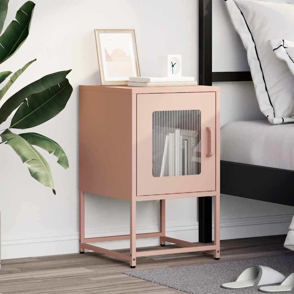 vidaXL Szafka nocna Różowa 36x39x60,5 cm Stal walcowana na zimno