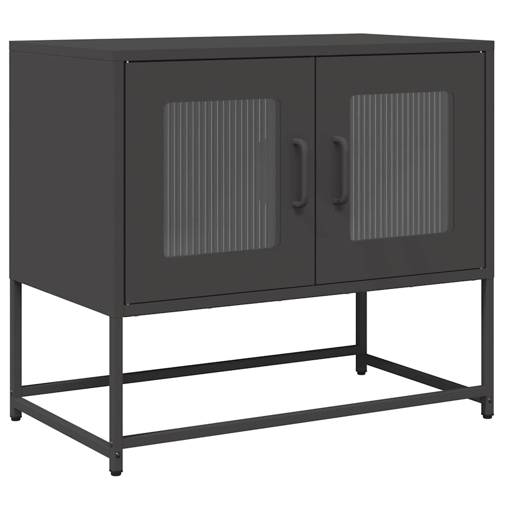 vidaXL Szafka RTV, czarna, 68x39x60,5 cm, stal walcowana na zimno