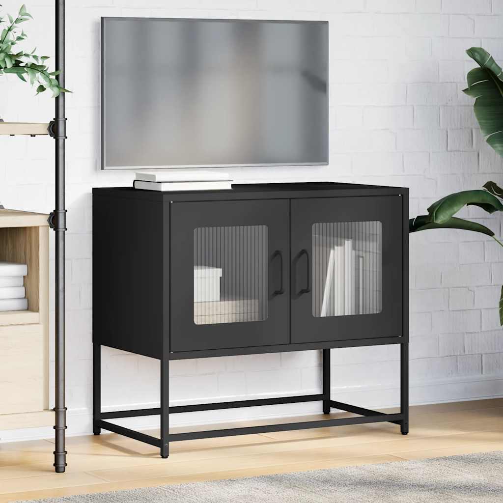vidaXL Szafka RTV, czarna, 68x39x60,5 cm, stal walcowana na zimno