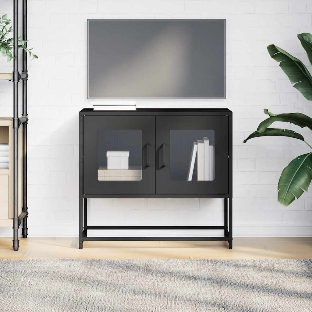 vidaXL Szafka RTV, czarna, 68x39x60,5 cm, stal walcowana na zimno