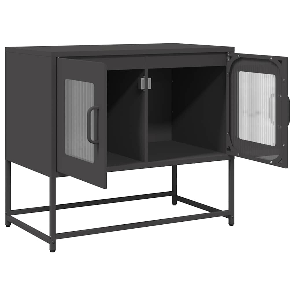 vidaXL Szafka RTV, czarna, 68x39x60,5 cm, stal walcowana na zimno