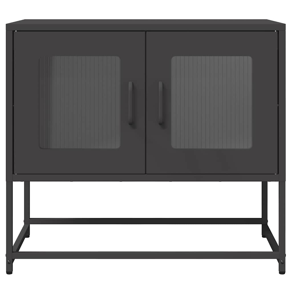 vidaXL Szafka RTV, czarna, 68x39x60,5 cm, stal walcowana na zimno