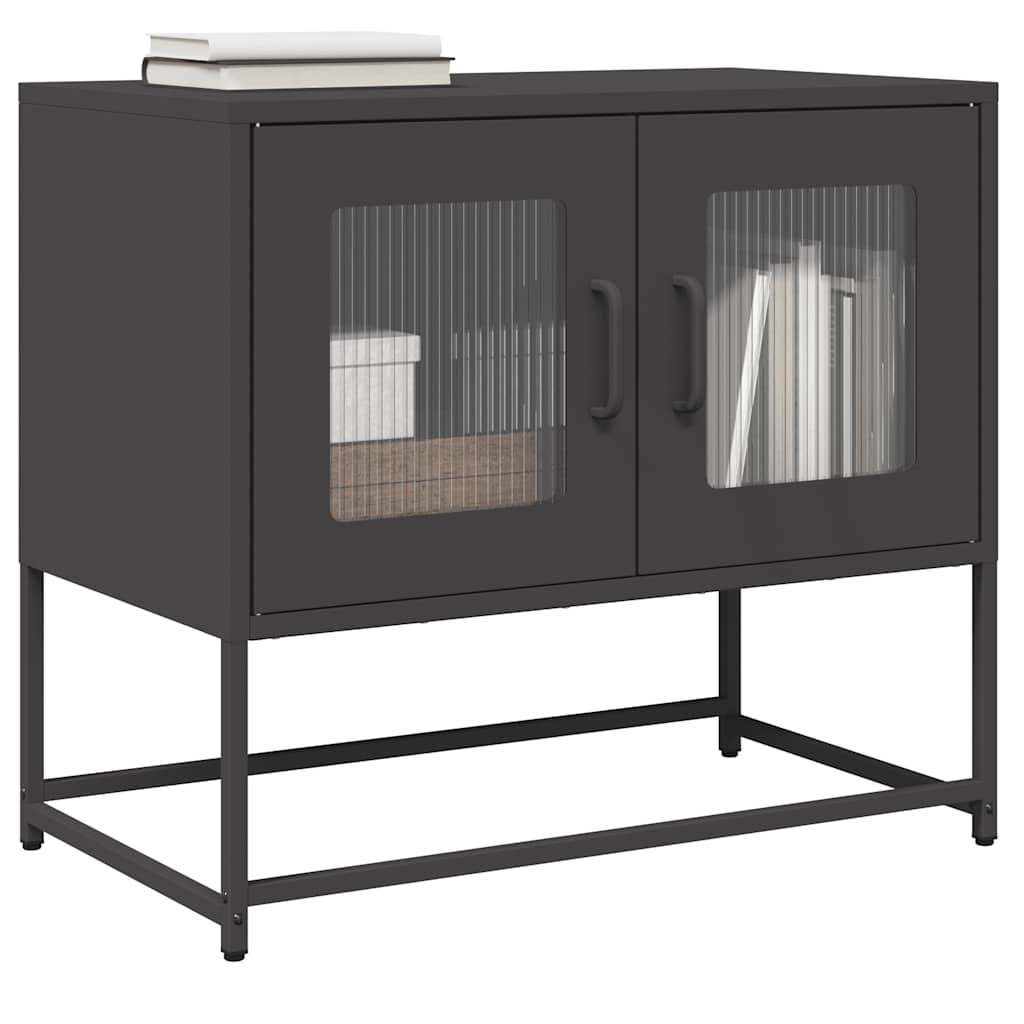 vidaXL Szafka RTV, czarna, 68x39x60,5 cm, stal walcowana na zimno