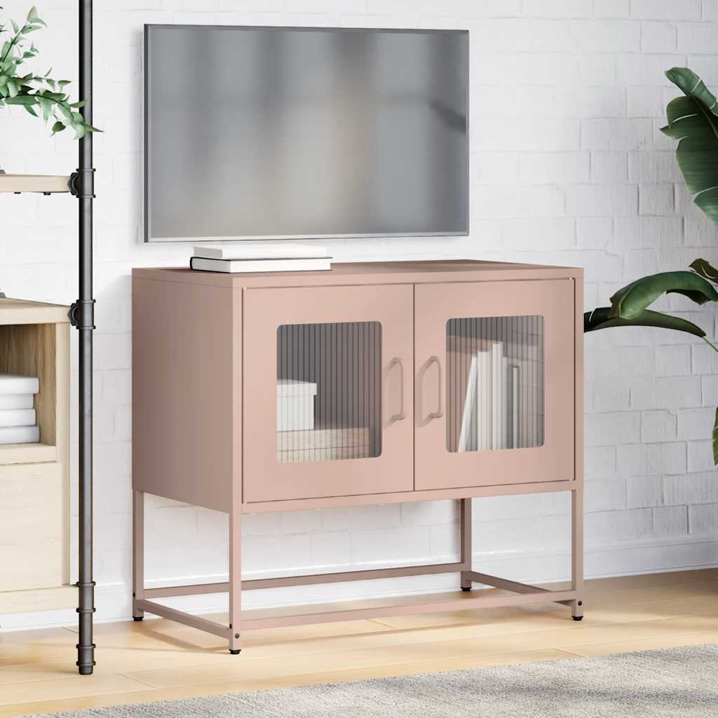 vidaXL Szafka RTV, różowa, 68x39x60,5 cm, stal walcowana na zimno