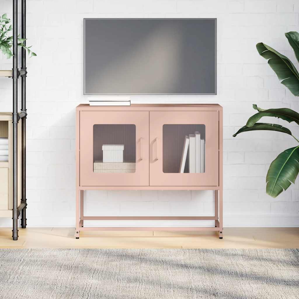 vidaXL Szafka RTV, różowa, 68x39x60,5 cm, stal walcowana na zimno