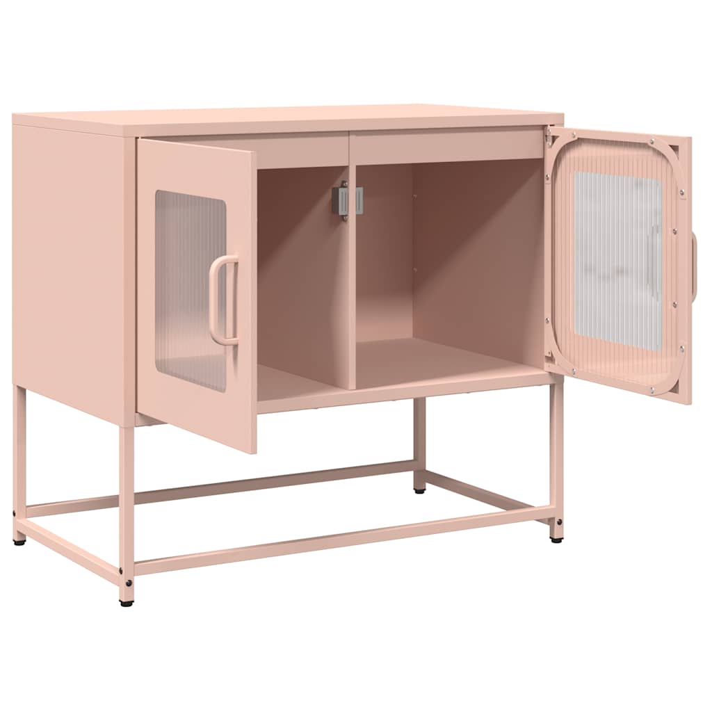 vidaXL Szafka RTV, różowa, 68x39x60,5 cm, stal walcowana na zimno