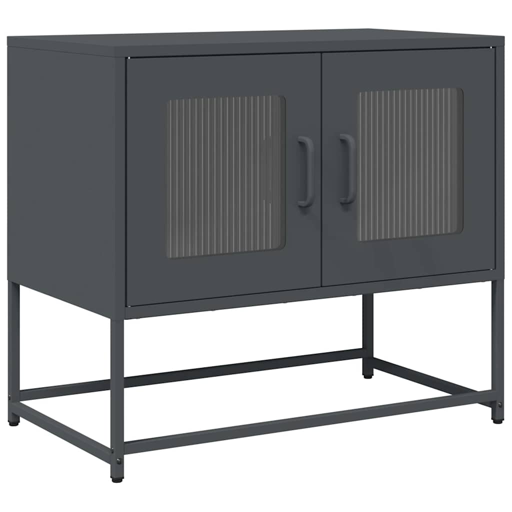 vidaXL Szafka RTV, czarna, 68x39x60,5 cm, stal walcowana na zimno