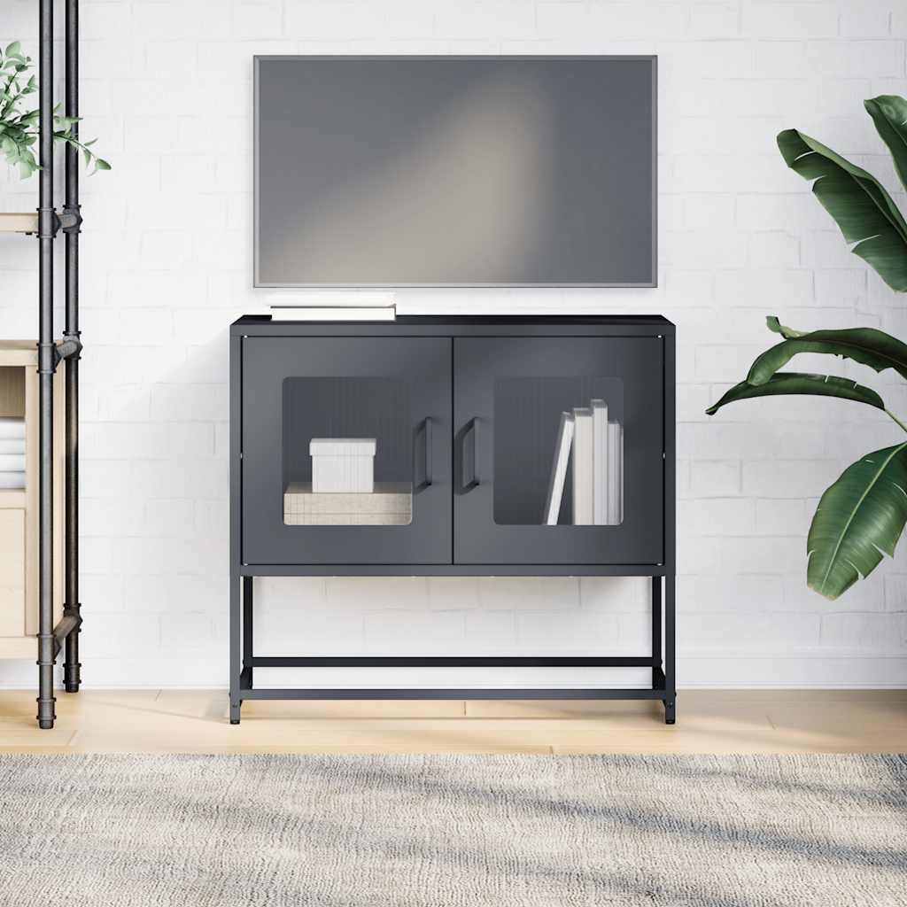 vidaXL Szafka RTV, czarna, 68x39x60,5 cm, stal walcowana na zimno