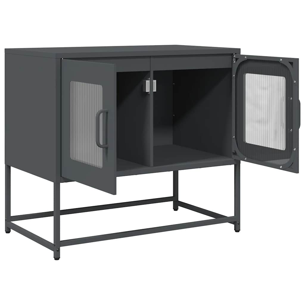 vidaXL Szafka RTV, czarna, 68x39x60,5 cm, stal walcowana na zimno