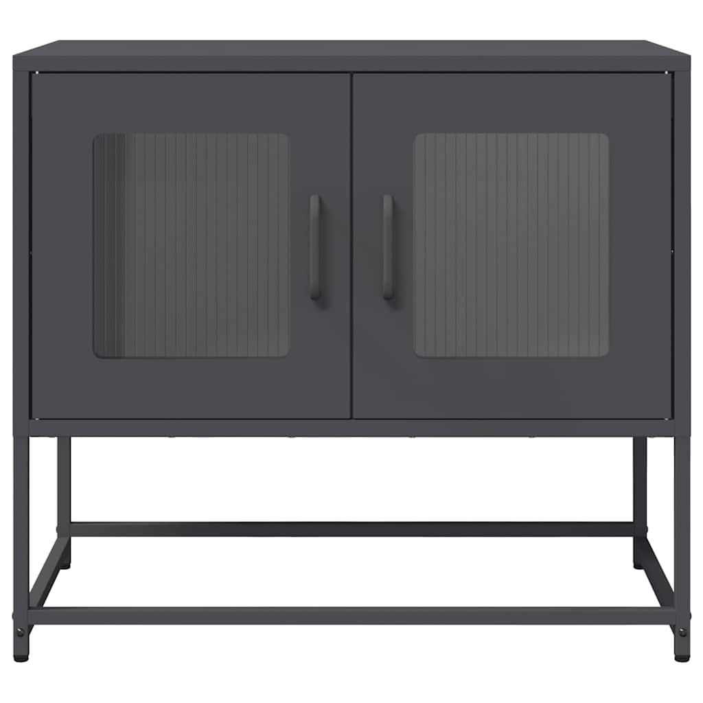 vidaXL Szafka RTV, czarna, 68x39x60,5 cm, stal walcowana na zimno