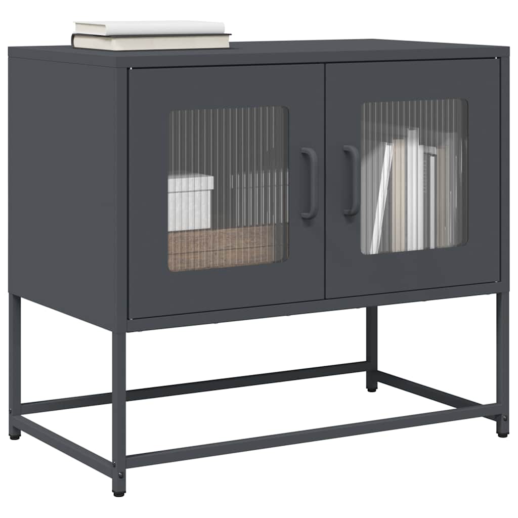 vidaXL Szafka RTV, czarna, 68x39x60,5 cm, stal walcowana na zimno