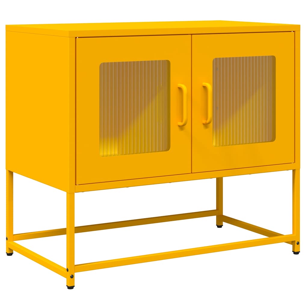 vidaXL Szafka RTV, musztardowa, 68x39x60,5 cm, stal walcowana na zimno