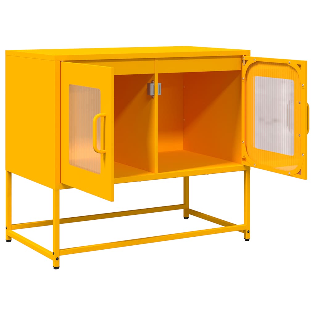 vidaXL Szafka RTV, musztardowa, 68x39x60,5 cm, stal walcowana na zimno