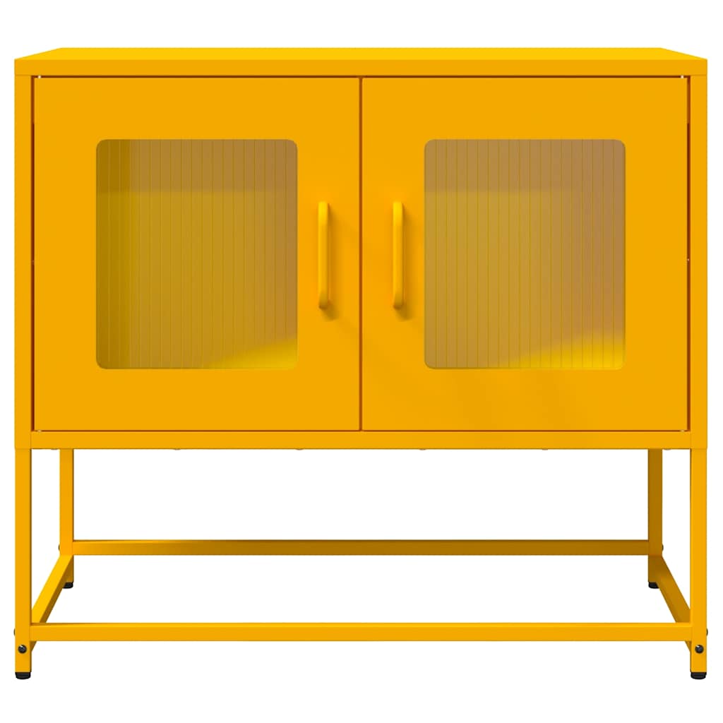 vidaXL Szafka RTV, musztardowa, 68x39x60,5 cm, stal walcowana na zimno