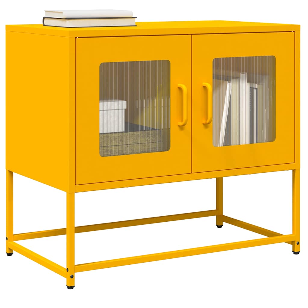 vidaXL Szafka RTV, musztardowa, 68x39x60,5 cm, stal walcowana na zimno