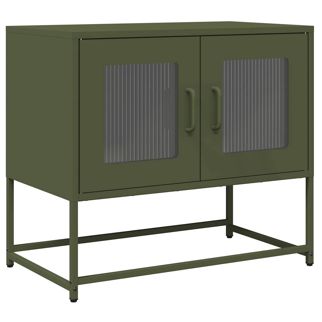 vidaXL Szafka RTV, oliwkowa, 68x39x60,5 cm, stal walcowana na zimno