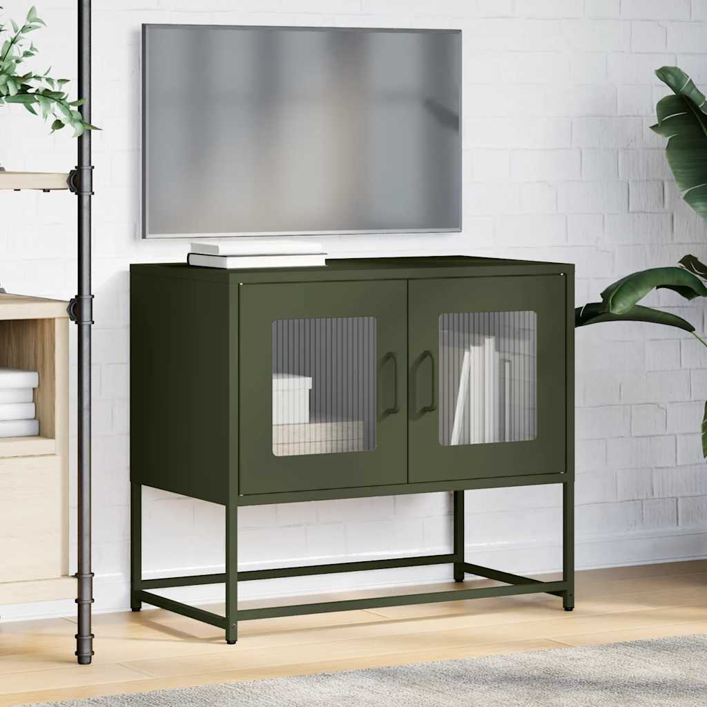 vidaXL Szafka RTV, oliwkowa, 68x39x60,5 cm, stal walcowana na zimno