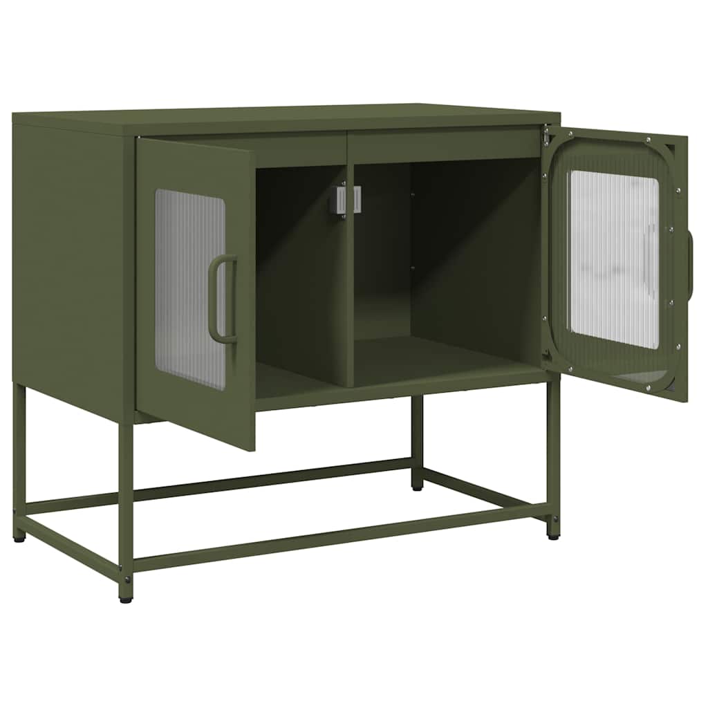 vidaXL Szafka RTV, oliwkowa, 68x39x60,5 cm, stal walcowana na zimno
