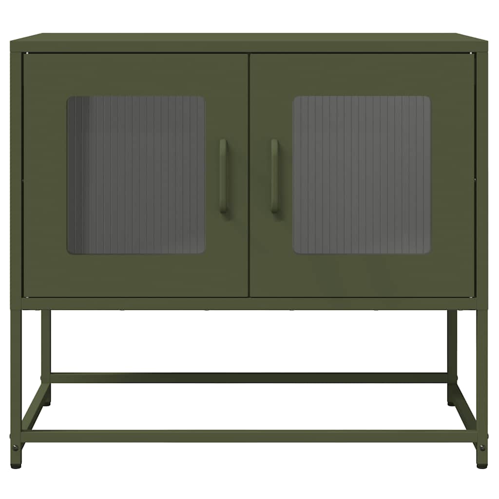 vidaXL Szafka RTV, oliwkowa, 68x39x60,5 cm, stal walcowana na zimno