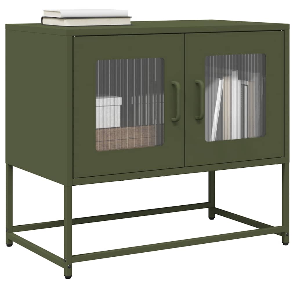 vidaXL Szafka RTV, oliwkowa, 68x39x60,5 cm, stal walcowana na zimno