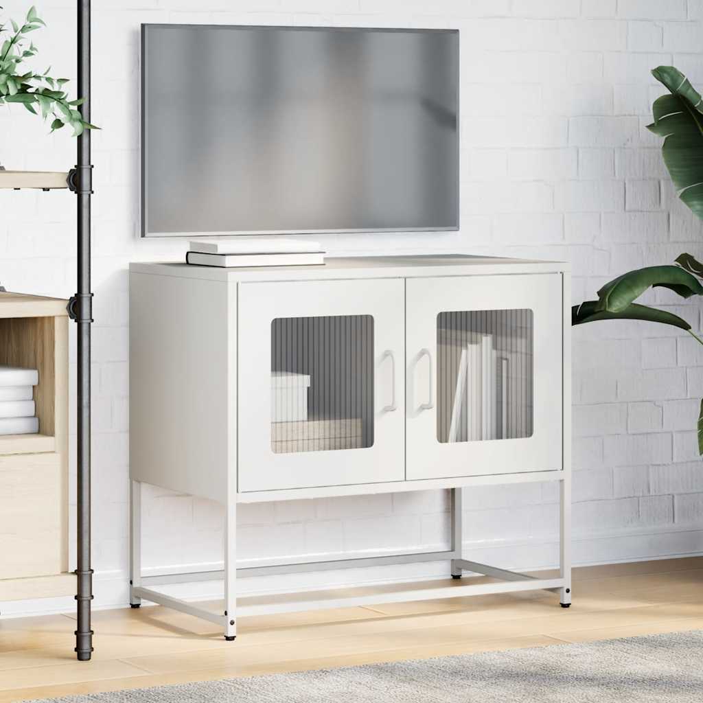 vidaXL Szafka RTV, biała, 68x39x60,5 cm, stal walcowana na zimno
