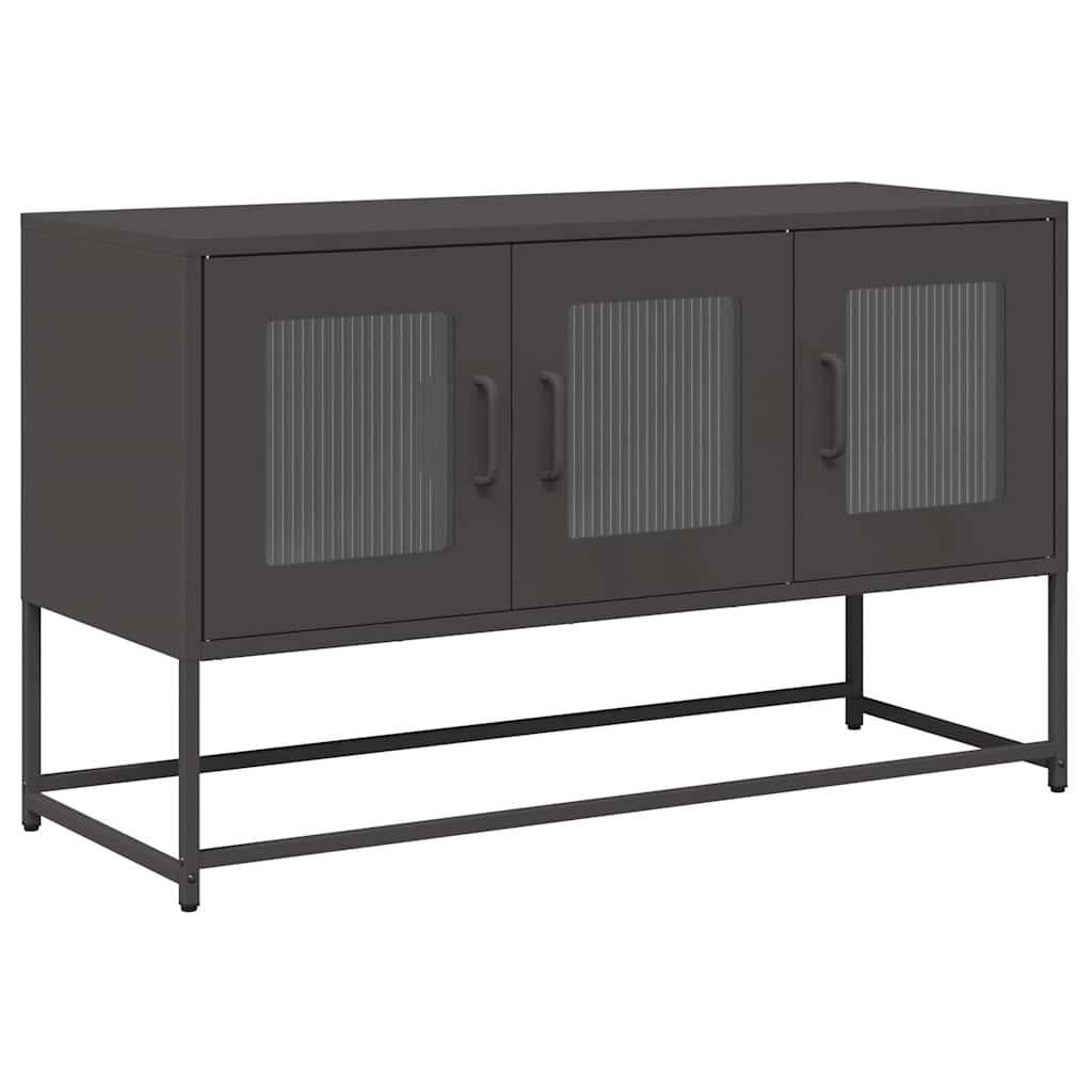 vidaXL Szafka RTV, czarna, 100,5x39x60,5 cm, stal walcowana na zimno