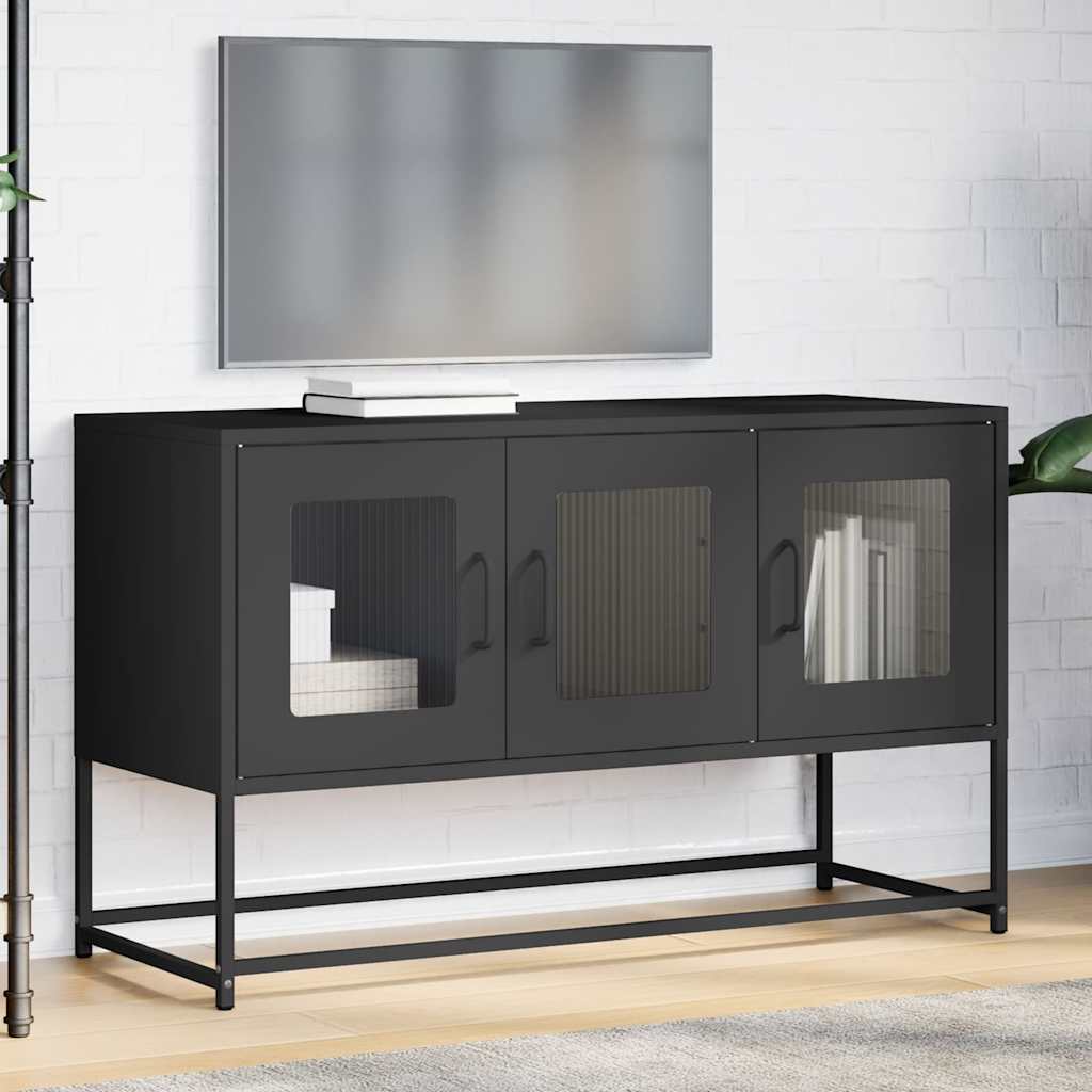vidaXL Szafka RTV, czarna, 100,5x39x60,5 cm, stal walcowana na zimno