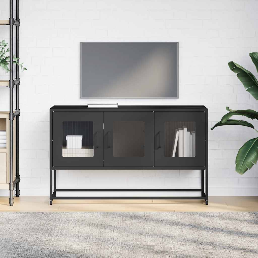 vidaXL Szafka RTV, czarna, 100,5x39x60,5 cm, stal walcowana na zimno
