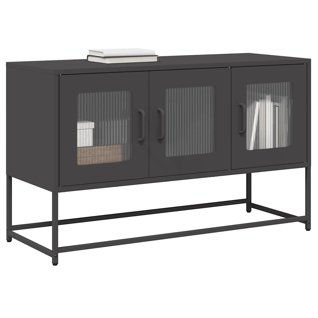 vidaXL Szafka RTV, czarna, 100,5x39x60,5 cm, stal walcowana na zimno