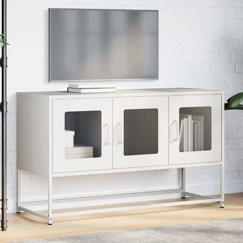 vidaXL Szafka RTV, biała, 100,5x39x60,5 cm, stal walcowana na zimno