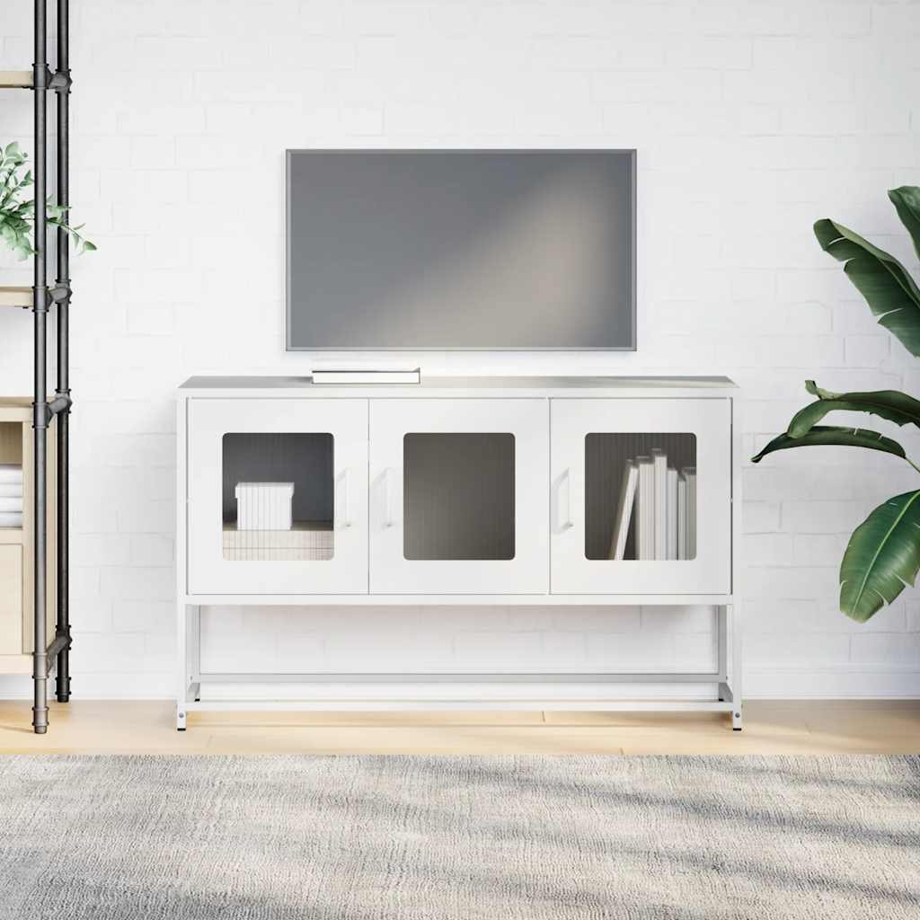 vidaXL Szafka RTV, biała, 100,5x39x60,5 cm, stal walcowana na zimno