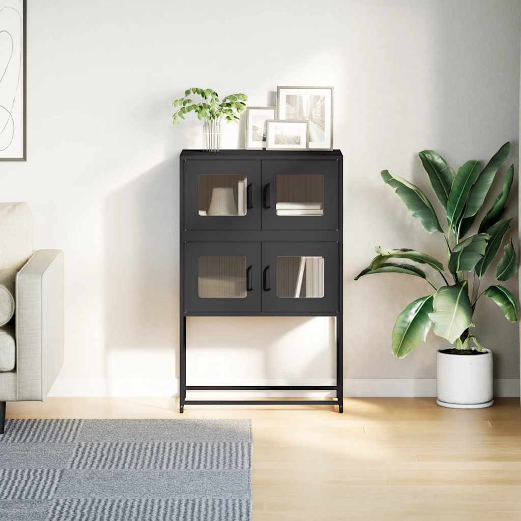 vidaXL Komoda wysoka czarna 68x39x107 cm stalowa