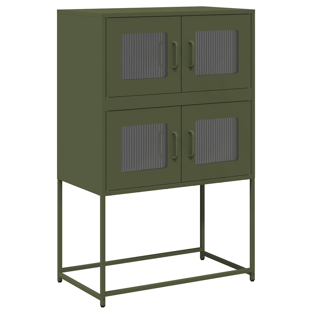 vidaXL Komoda Oliwkowo-zielona 68x39x107 cm Stal